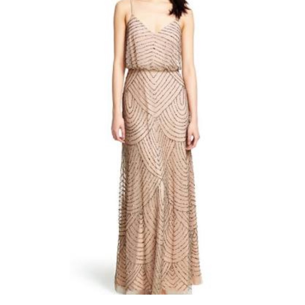 Adrianna Pappel Art Deco Beaded Blouson Gown
